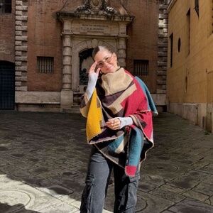 Burberry Prorsum Wool/Cashmere Mega Check Cape Poncho